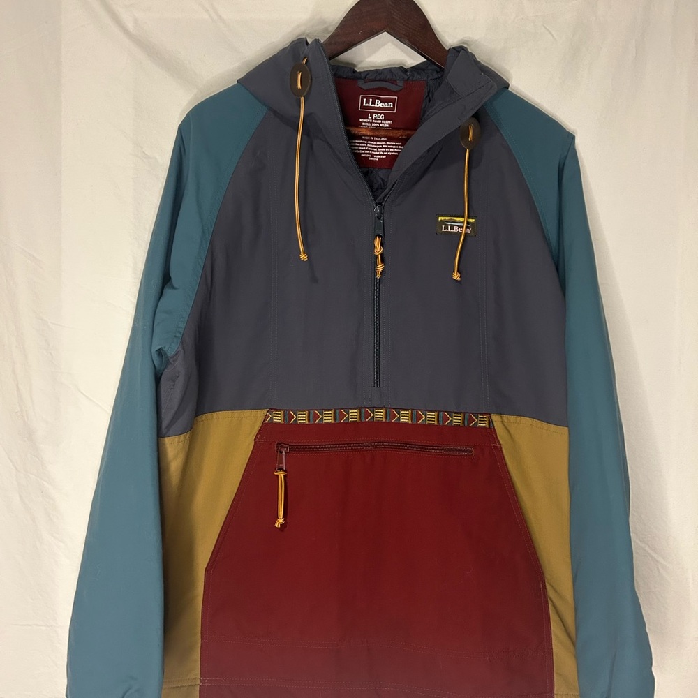 Women’s large L.L. Bean Gray, Green, and Mustard Yellow Hooded Jacket